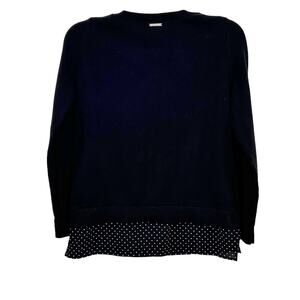 Michael Michael Kors Black Cotton Long Sleeve Crew Neck Sweater Polka Dot Hem